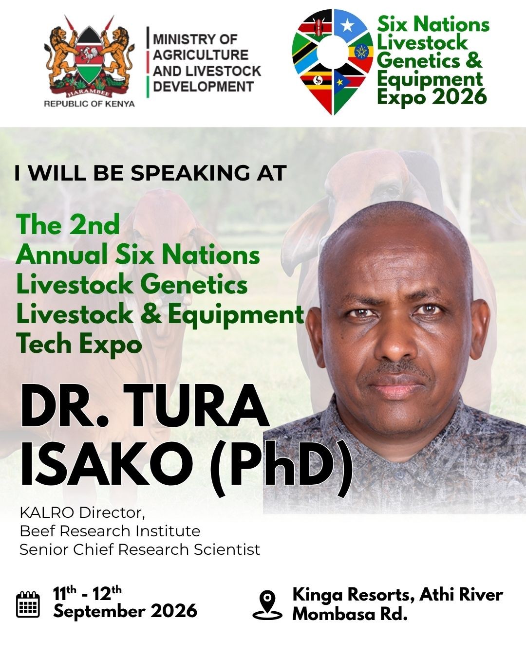 Dr. Tura Isako to lead KALRO AT SIX Nations Livestock Expo